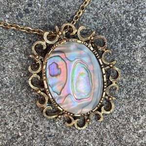 Vintage Abalone Shell Pendant Necklace